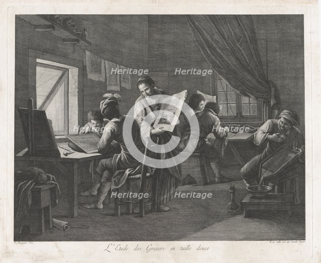 The Printmaking Workshop, 1750-1800., 1750-1800. Creator: Pellegrino dal Colle.