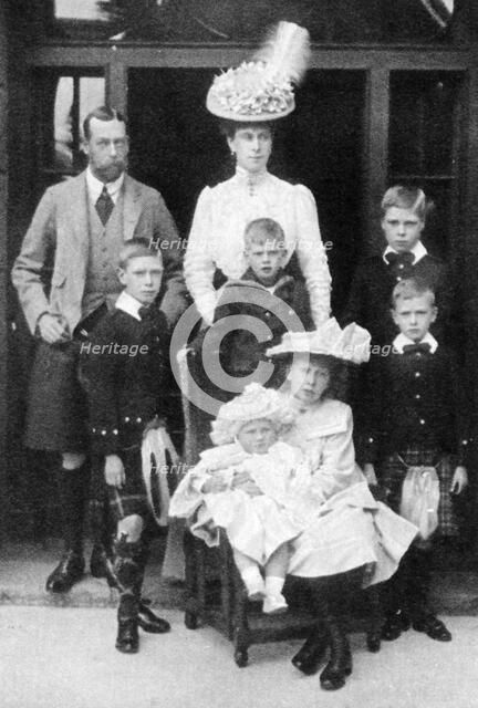 The Prince and Princess of Wales and their children, Abergeldie, Scotland, 1906. Artist: Unknown