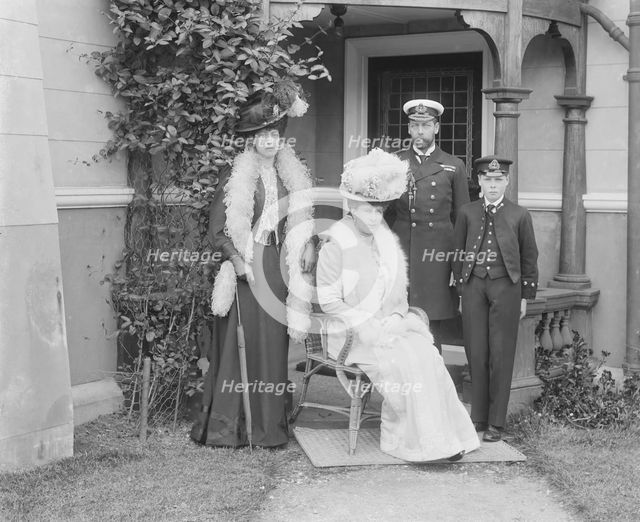 The Prince and Princess of Wales at the Royal Naval College, Osborne, Isle of Wight, 1908. Creator: Kirk & Sons of Cowes.