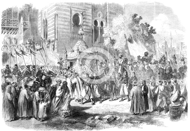 The Prince and Princess of Wales in Egypt: procession of the Holy Carpet at Cairo, 1869. Creator: Unknown.