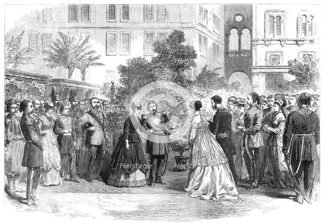 The Prince and Princess of Wales in Egypt:...Viceroy introducing Mrs. Stanton to the Princess, 1869. Creator: Unknown.