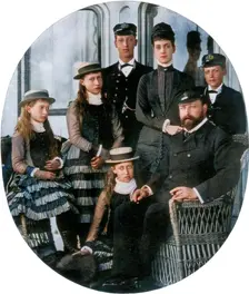 The Prince and Princess of Wales with their family on board the royal yacht, 19th century (1910). Creator: Unknown
