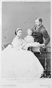The Prince and Princess of Wales with Prince Albert Victor, 1865. Creator: Unknown