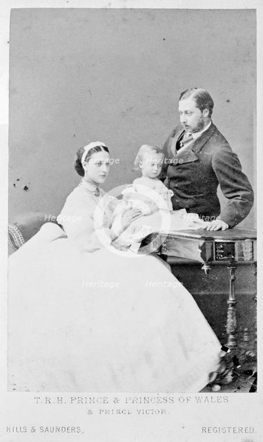 The Prince and Princess of Wales with Prince Albert Victor, 1865. Creator: Unknown.