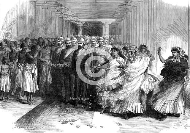 The Prince at the Temple of Srivangam, Trichinopoly, Madras Presidency...1876. Creator: Unknown.