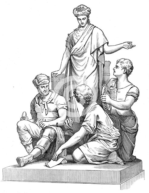 The Prince Consort National Memorial: "Engineering", by J. Lawlor, 1872. Creator: Unknown.