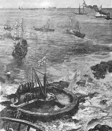 The Prince of Wales...laying the Foundation Stone of the new Eddystone Lighthouse...1879 (1901). Creator: Unknown