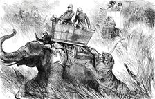 The Prince of Wales's Elephant charged by a Tiger, 1876. Creator: C.R.