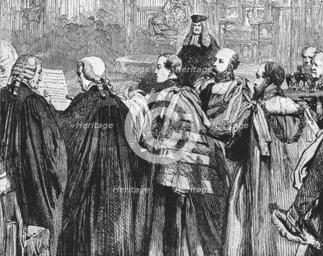'The Prince of Wales taking his seat for the first time in the House of Lords...1863', (1901).  Creator: Unknown.