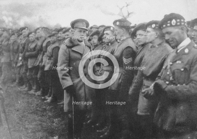 The Prince of Wales talking to a British soldier at the front, World War I, c1914-c1918 (1936). Artist: Unknown.