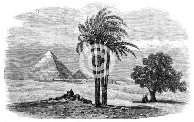 The Prince of Wales' Visit to Egypt: the Great Pyramid - from a drawing by Frank Dillon, 1862. Creator: Unknown.