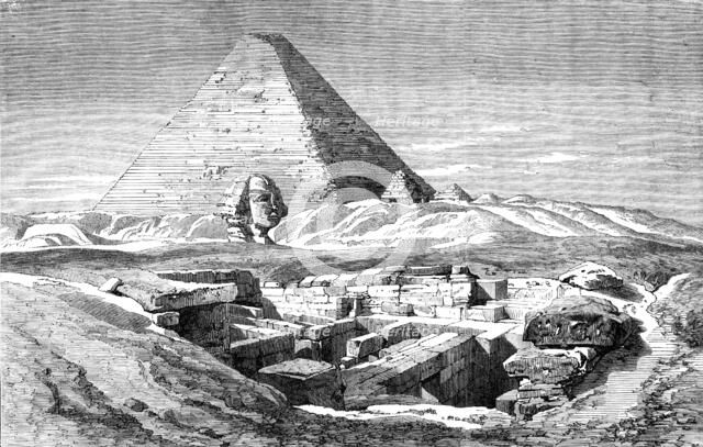 The Prince of Wales' Visit to Egypt: the Sphinx at Djizeh and the recent excavations around..., 1862 Creator: Unknown.