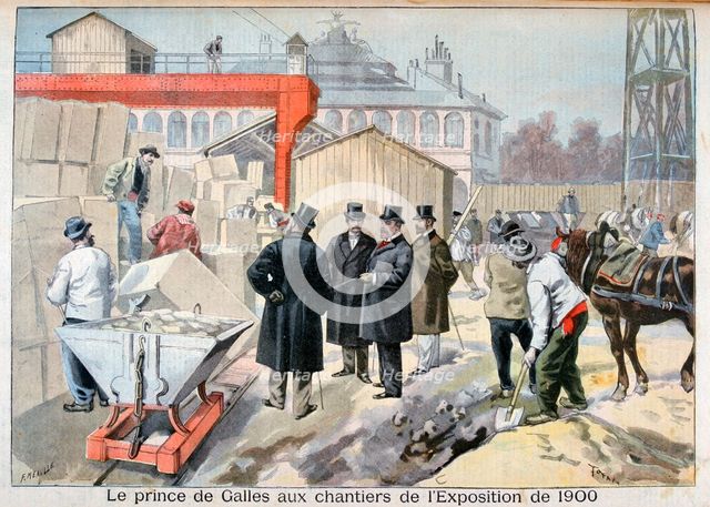 The Prince of Wales visiting the building sites for the Exposition Universelle of 1900, Paris, 1898. Creator: F Meaulle.