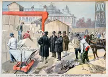 The Prince of Wales visiting the building sites for the Exposition Universelle of 1900, Paris, 1898. Creator: F Meaulle
