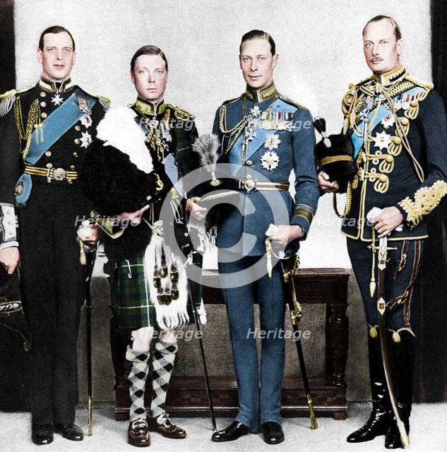 The Prince of Wales with his brothers, c1930s. Artist: Unknown.
