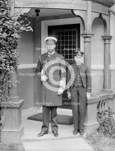 The Prince of Wales and Prince Edward at the Royal Naval College, Osborne, Isle of Wight, 1908. Creator: Kirk & Sons of Cowes.