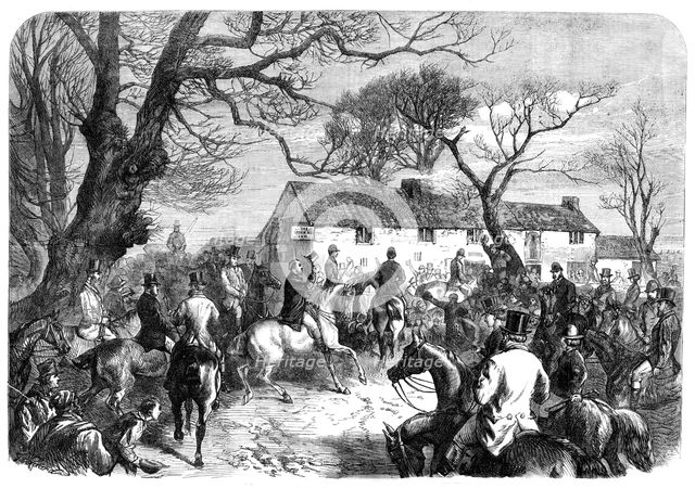 The Prince of Wales at the Meet of the Burton Hounds, Green Man, Lincoln Heath, 1870. Creator: Unknown.