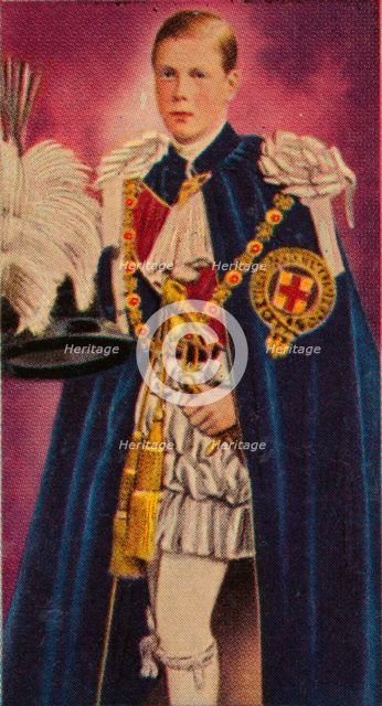 The Prince of Wales at his investiture as a Knight of the Garter, 1911 (1935). Artist: Unknown.
