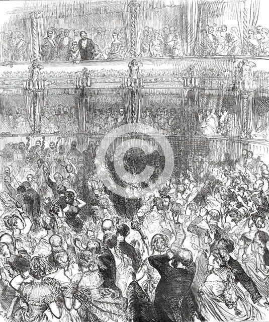 The Prince of Wales at Home: Reception at the Royal Italian Opera on Thursday night, 1876. Creator: C.R..