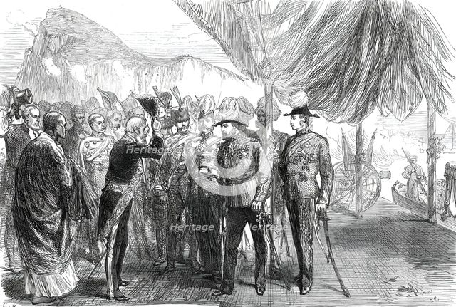 The Prince of Wales at landing at Gibraltar, from a sketch by our special artist, 1876. Creator: C.R..