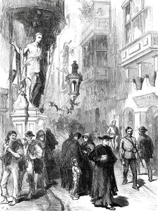 The Prince of Wales at Malta: a Street in Valetta, 1876. Creator: C.R.