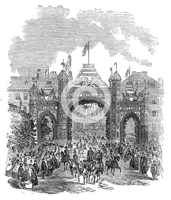 The Prince of Wales at Montreal - The Arch at the Place d'Armes, 1860. Creator: Unknown.