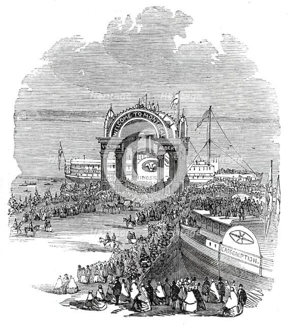 The Prince of Wales at Montreal - Pavilion on the Quay - the Prince landing, 1860. Creator: Unknown.