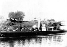 The Prince of Wales at Penton Hook Lock, near Chertsey-on-Thames, 1898. Creator: Bates