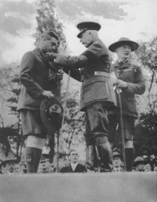 The Prince of Wales being invested with the Silver Wolf by the Duke of Connaught, 1922 (1936). Creator: Unknown