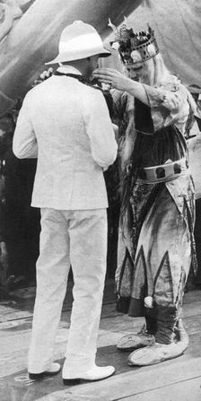 The Prince of Wales decorated by King Neptune, HMS Repulse, 1925