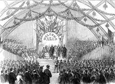 The Prince of Wales distributing prizes to the boys of the Derby Grammar-School, 1872. Creator: Unknown