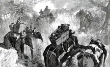 The Prince of Wales in the Terai: crossing a Nullah in the Jungle...1876. Creator: W. J. P.