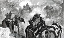 The Prince of Wales in the Terai: crossing a Nullah in the Jungle...1876. Creator: W. J. P.
