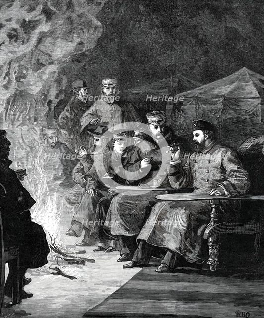 The Prince of Wales in the Terai: the camp fire after dinner...1876. Creator: Unknown.
