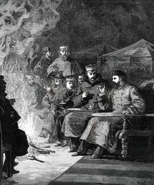 The Prince of Wales in the Terai: the camp fire after dinner...1876. Creator: Unknown