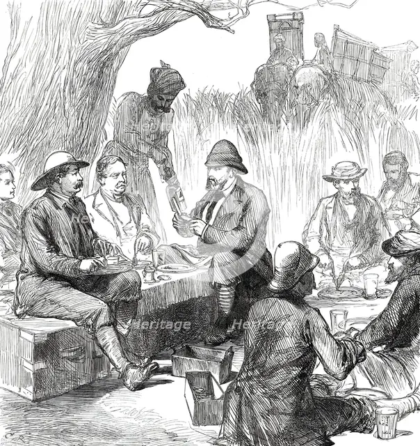 The Prince of Wales in the Terai: Tiffin in the Jungle...1876. Creator: C.R..