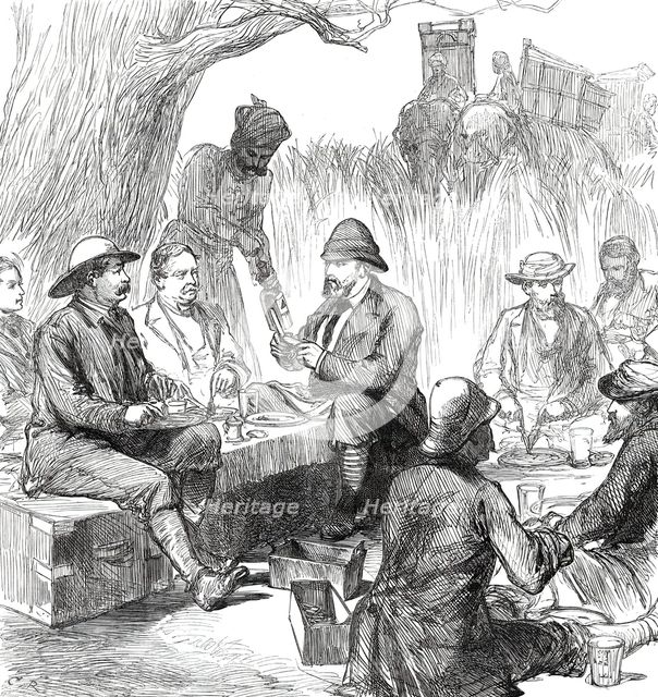 The Prince of Wales in the Terai: Tiffin in the Jungle...1876. Creator: C.R..