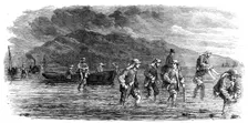 The Prince of Wales in Egypt: the Royal Party landing on the Arabian coast, on their..., 1862. Creator: Unknown