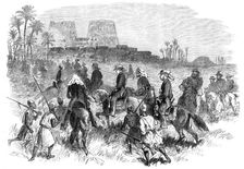 The Prince of Wales in Egypt: ride of the Prince and suite to Edfou Temple, 1862. Creator: Unknown