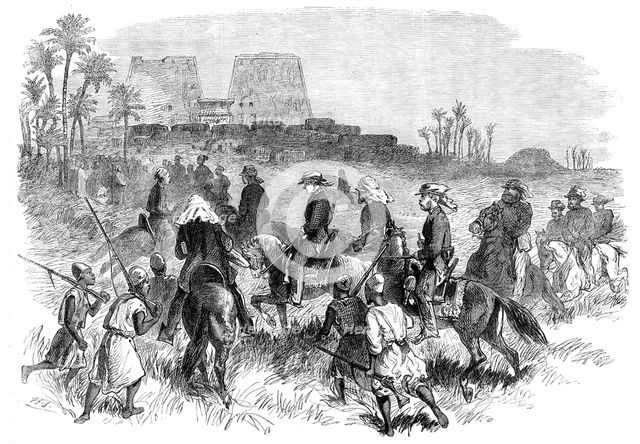 The Prince of Wales in Egypt: ride of the Prince and suite to Edfou Temple, 1862. Creator: Unknown.