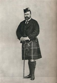 The Prince of Wales in Highland costume, c1886 (1910). Creator: W&D Downey