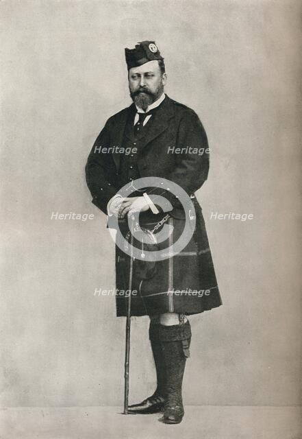 The Prince of Wales in Highland costume, c1886 (1910). Creator: W&D Downey.