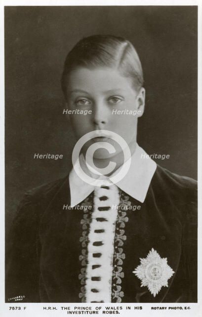 The Prince of Wales in his investiture robes, c1911.Artist: Campbell Gray