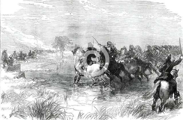 The Prince of Wales in India: military manoeuvres before Delhi - charge of Probyn's Horse...1876. Creator: Unknown.
