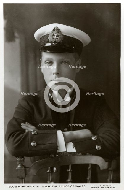 The Prince of Wales in naval uniform, c1910(?).Artist: W&D Downey