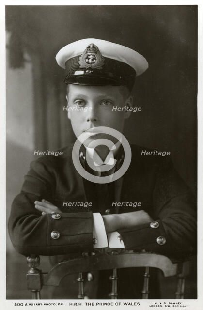 The Prince of Wales in naval uniform, c1910(?).Artist: W&D Downey