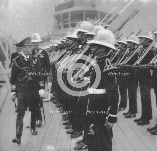 The Prince of Wales inspecting marines at Portsmouth, Hampshire, 1921 (1936). Artist: Unknown.
