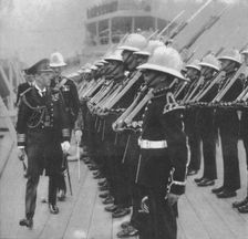 The Prince of Wales inspecting marines at Portsmouth, Hampshire, 1921 (1936)