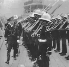 The Prince of Wales inspecting marines at Portsmouth, Hampshire, 1921 (1936)