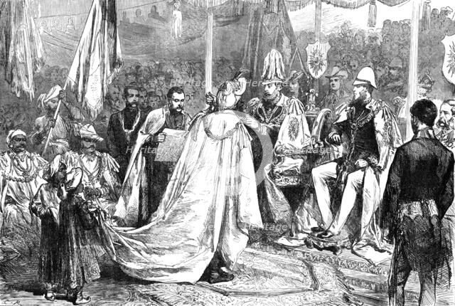 The Prince of Wales Investing a Native Prince with the Grand Cross of the Star of India..., 1876. Creator: C.R..